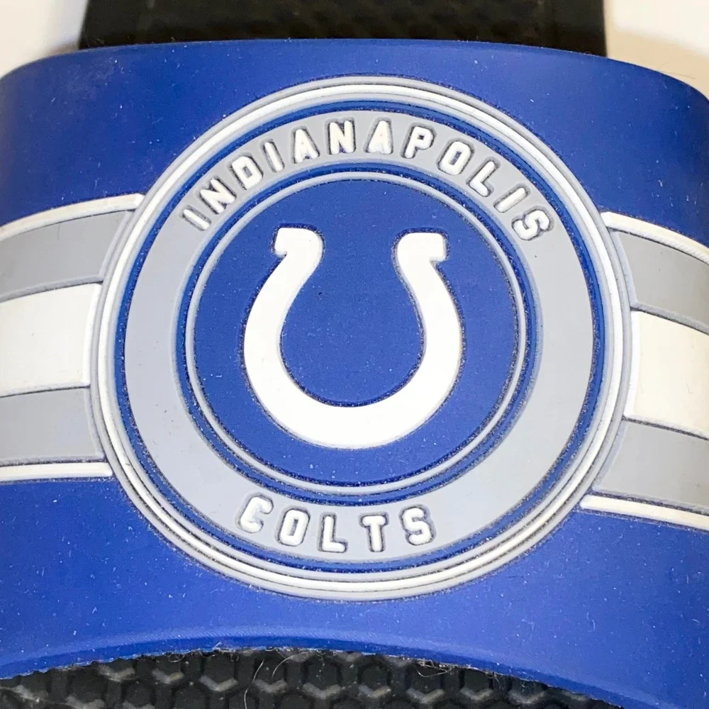 Indianapolis Colts NFL Logo Slide Sandals Flip Flops M 9-10 Blue‎ Black